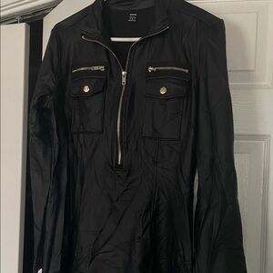 Black faux leather dress